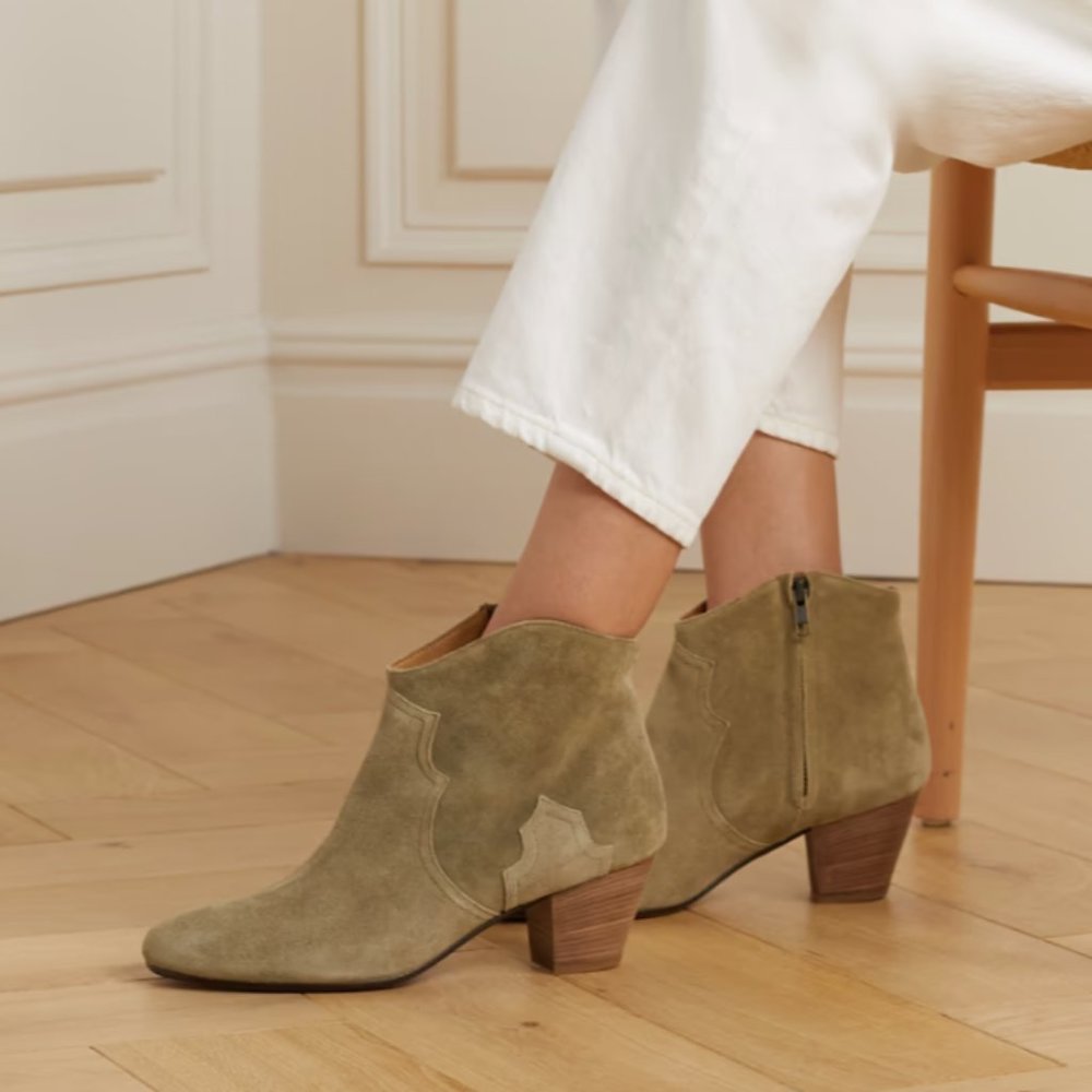 Isabel Marant Suede Ankle Cowboy Boots